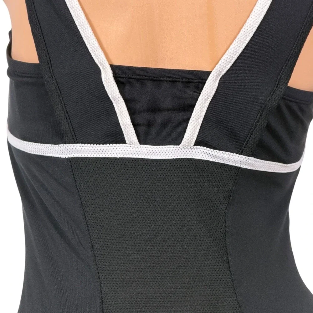 Nike Dri-FIT Womens Black White Mesh Trim Built-In Bra Athletic Tank Top Small